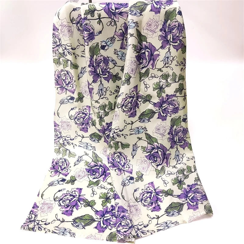 Digital Printing Floral 100% Silk Habotai Fabric For Garment Scarf Hijab Turban