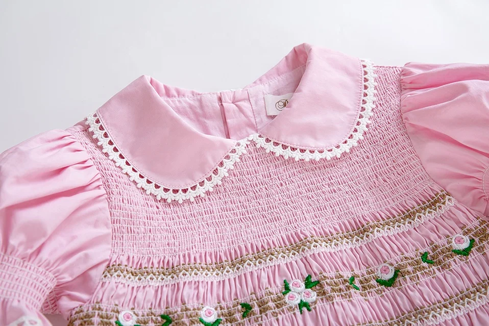 2023 Summer Children Toddler Girls Bridesmaid Princess Birthday Smocked Dresses for Baby Girls Clothes Size 2-12Y Ready to Ship