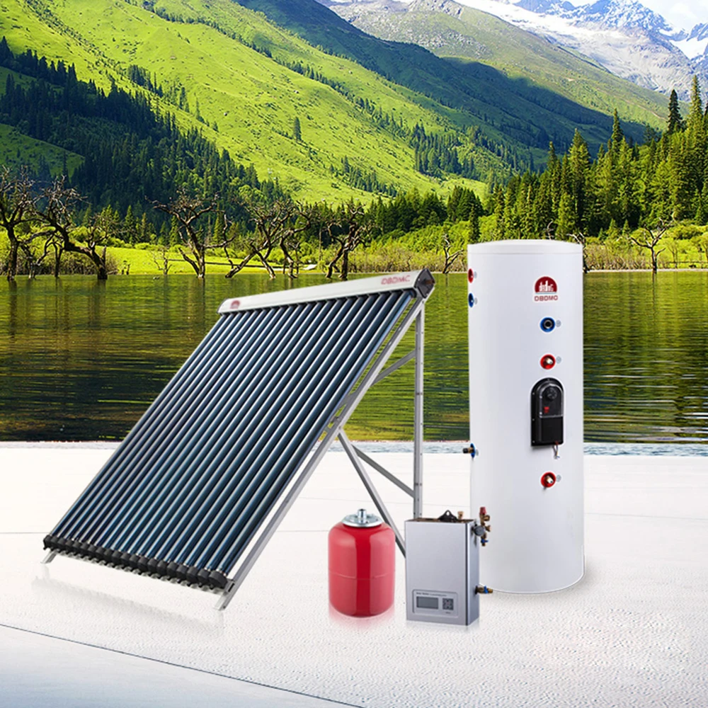 Hot water pool with heat pump split plate pressurized solar water heater system