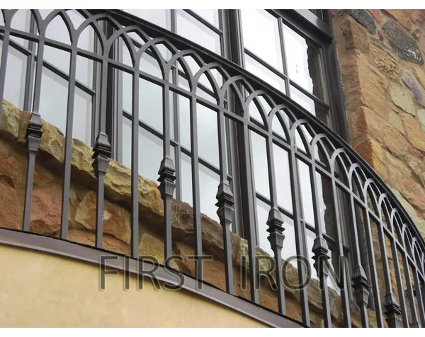European style safety wrought iron balcony fence railings with flower design