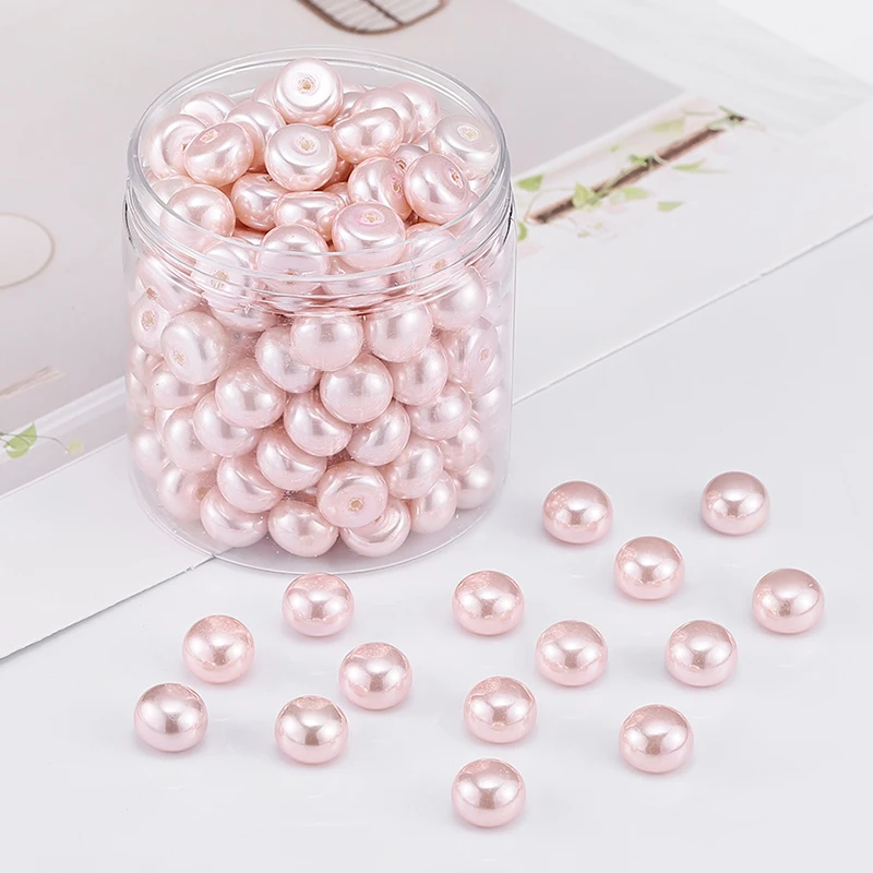 Wholesale Bulk Pink Pearl ABS Acrylic Plastic Beads Oblate & round Loose Beads Women DIY Jewelry Earring Pendant Making