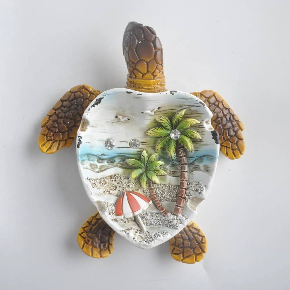 Wholesale personalized home and kitchen decor resin turtle plate for tourist souvenir gift