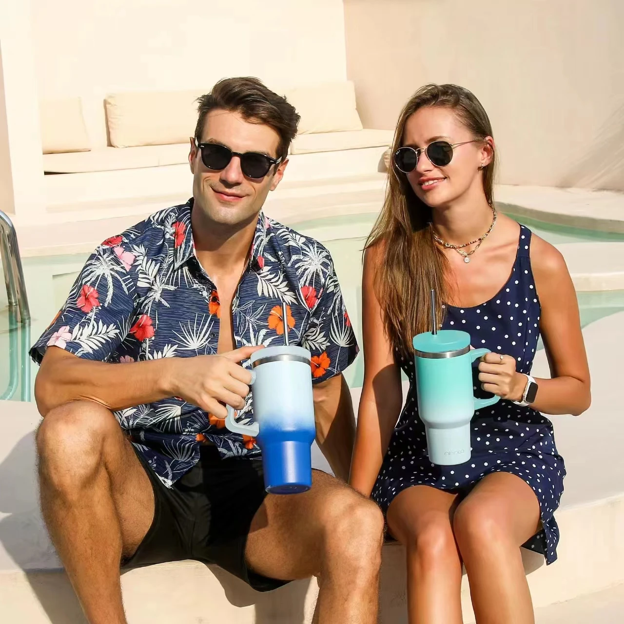 2024 Ama zoM Hot Sale   hot selling 40oz handle ice cream cup 304 sta steel car straw cup outdoor portable tumbler car cup