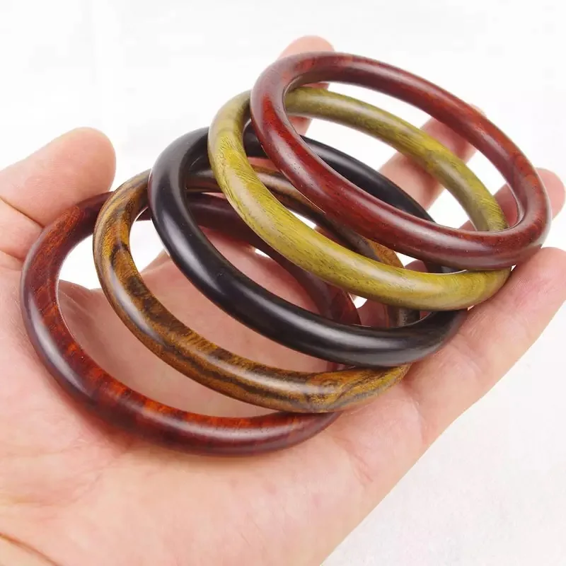 Natural Sandalwood Luxury Jewelry Gift Wristband Ebony Wood Bangle Round Wooden Bracelet