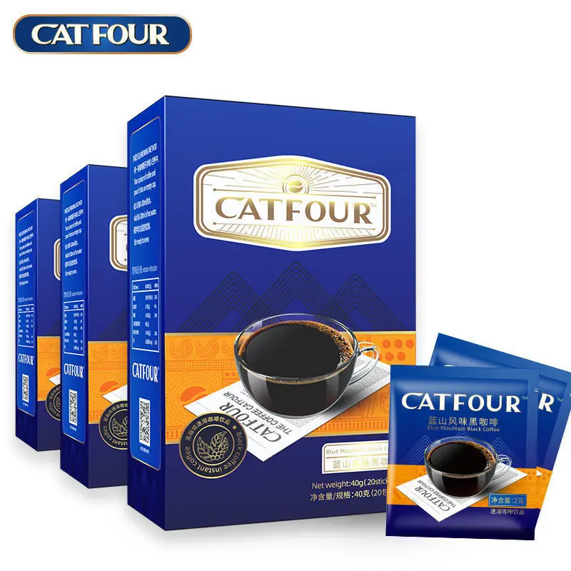 Catfour Jingkou fuel black coffee powder Blue Mountain American refreshing low-fat instant coffee powder without sucrose coffee