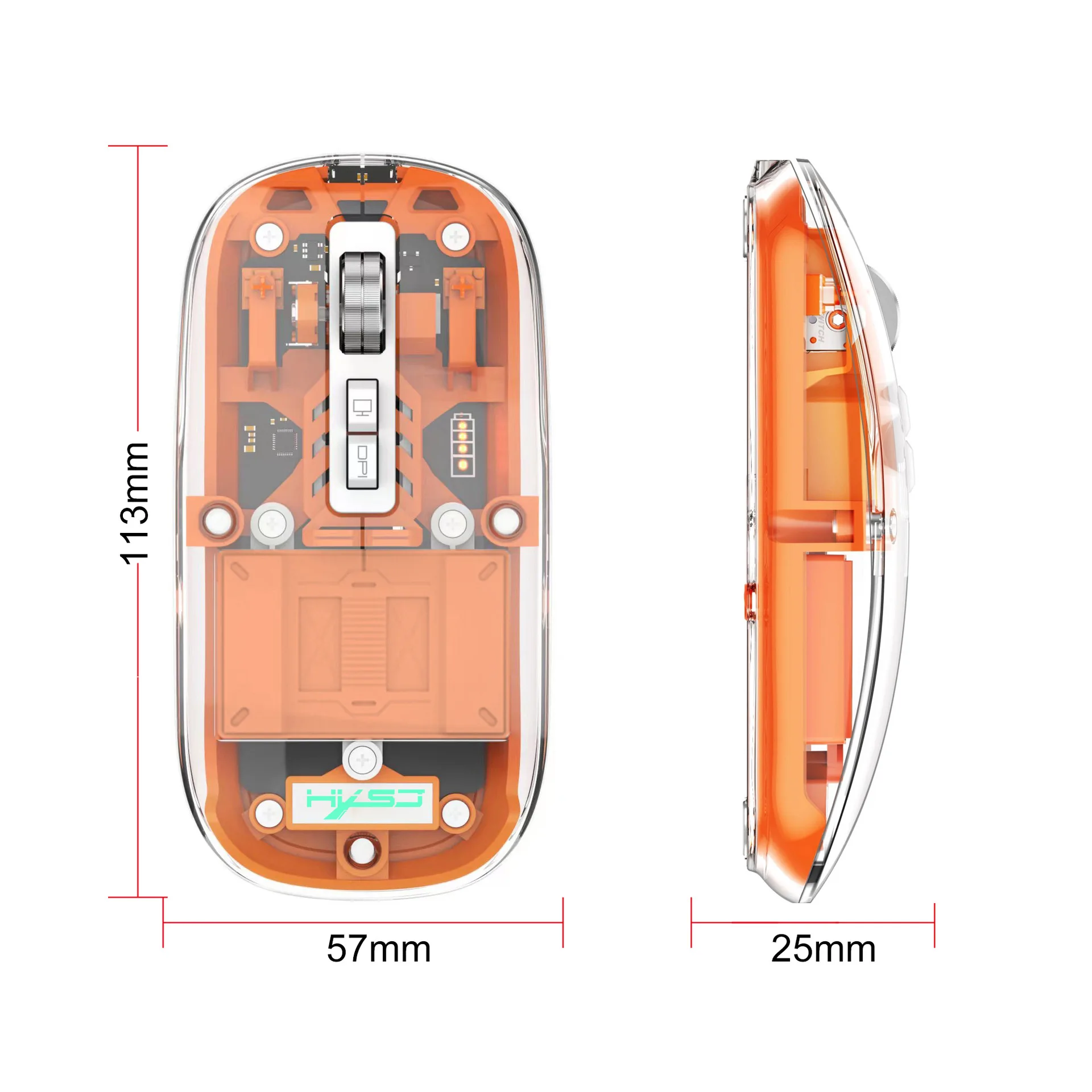 T900 Transparent Wireless Mouse 2.4G/Bluetooth 5.1 Magnetic Suction Silent Breathing Light Charging Charged Display Mouse