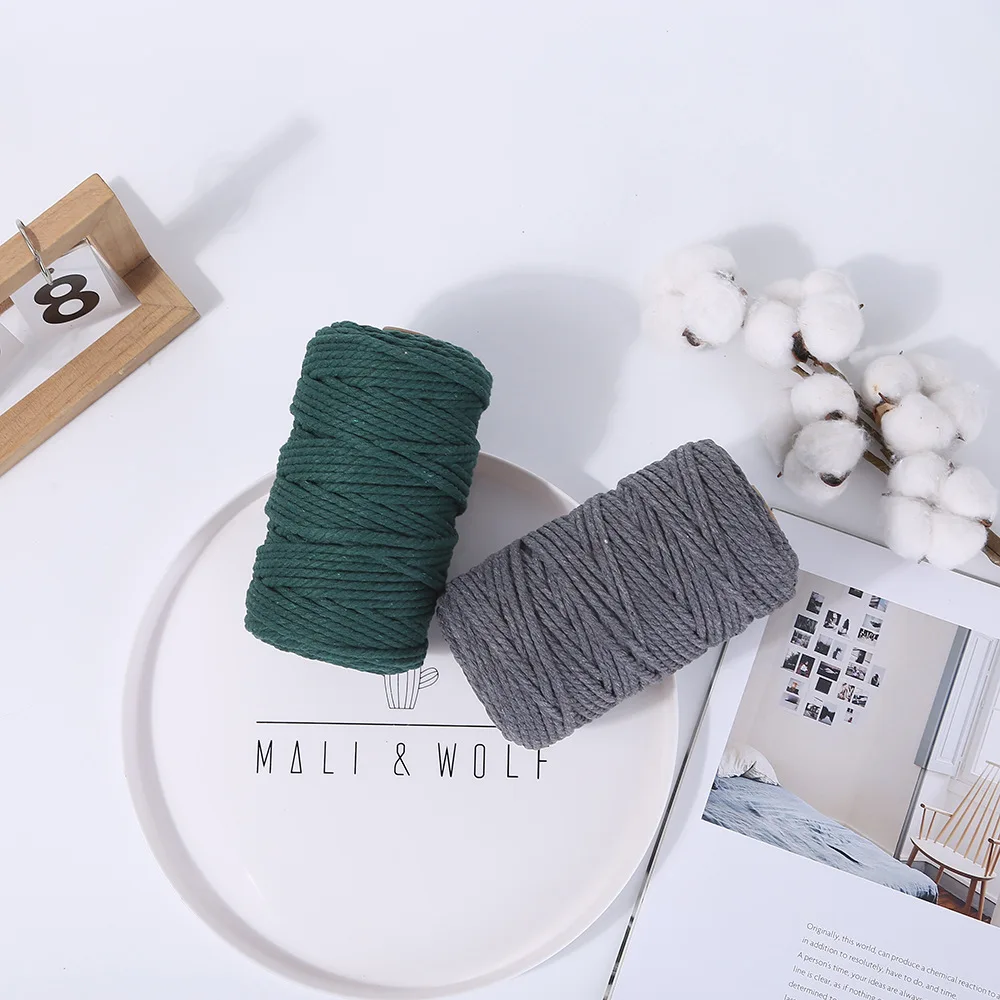 2023 New on Stock Wholesale Macrame Rope Cotton Twine String for DIY Crafts Natural 4mm Cord W1474