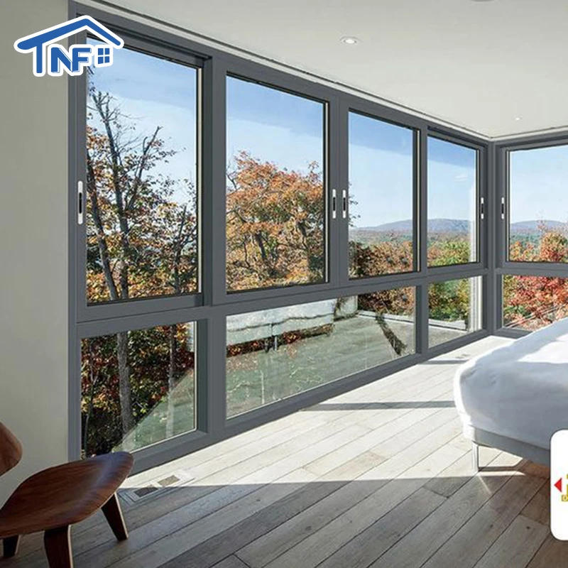 NF Horizontal Sliding Window Screen Outside Sliding Window Grill Design Approved Windows Aluminum Customized Stainless Steel NF