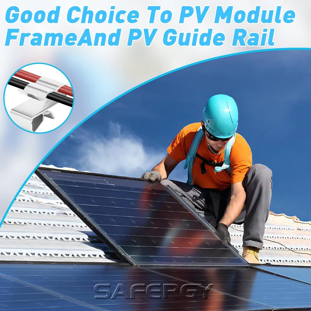 Универсальная Нержавеющая сталь SUS304 2x4mmsq PV Кабели зажимы панели солнечных батарей кабельные