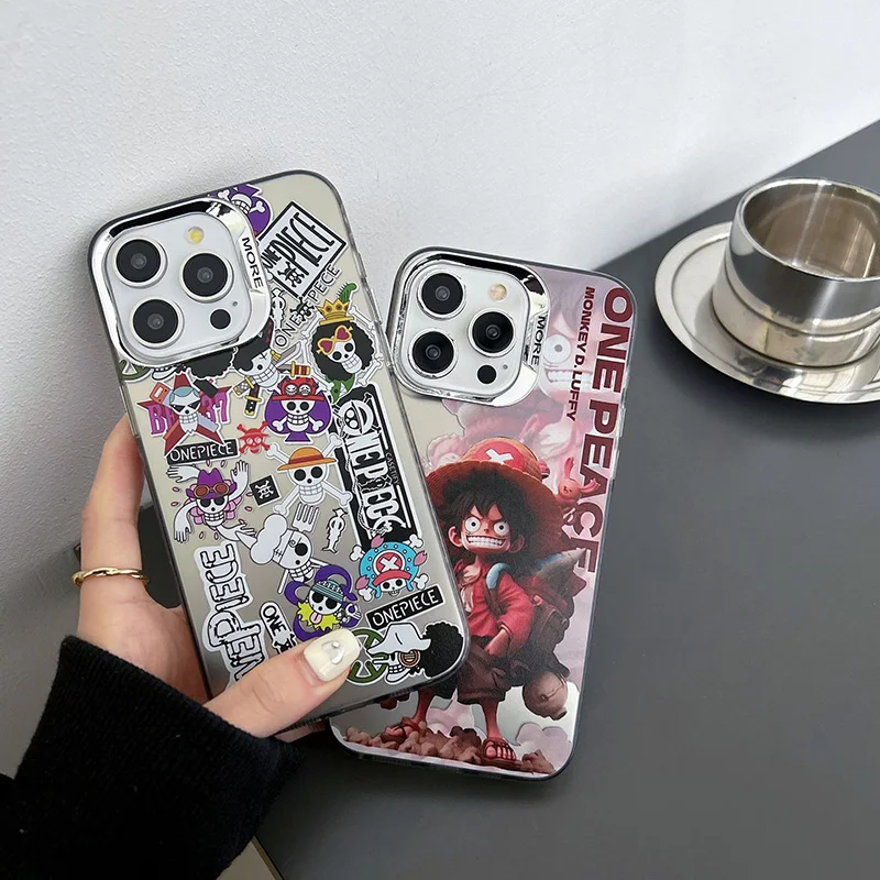 Fashion Phone Case For iPhone XR 11 12 13 14 15 Pro Max Plus Cartoon Anime One Pieces Luffy Zoro IMD Anti-Fall Shockproof Cover