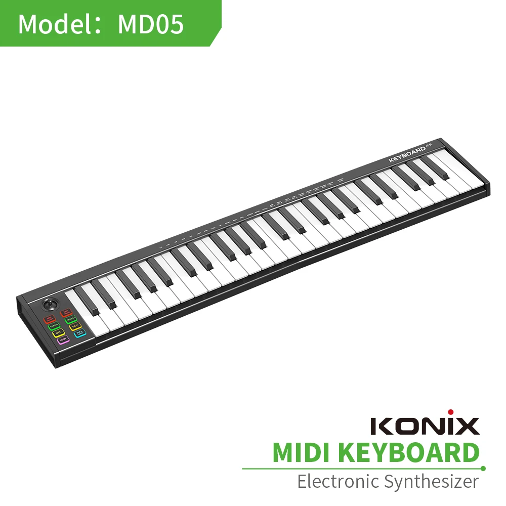 Konix 2024 new midi keyboard  LED Screen 49keys MIDI Keyboard electronic piano midi controller with pads arrange