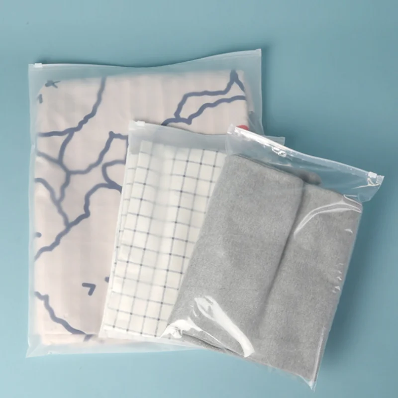 Custom Pe Transparent Plastic Bag Food Snacks Packaging Frosted Zipper Bag for Clothing