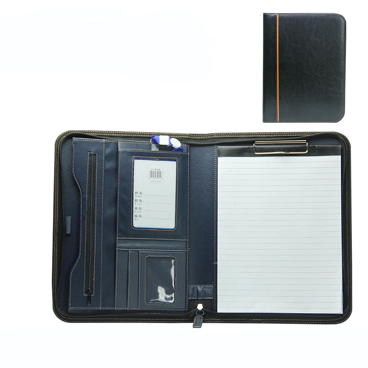 Portfolio Leather Business Organizer Folder Large Capacity Messenger Bag Brown