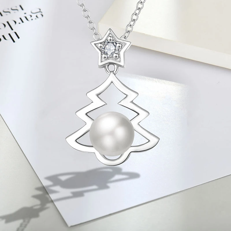 2024 Hot Sale Party Christmas Designs Jewelry S925 Sterling Silver Christmas Tree Freshwater Pearl Pendant Mounting