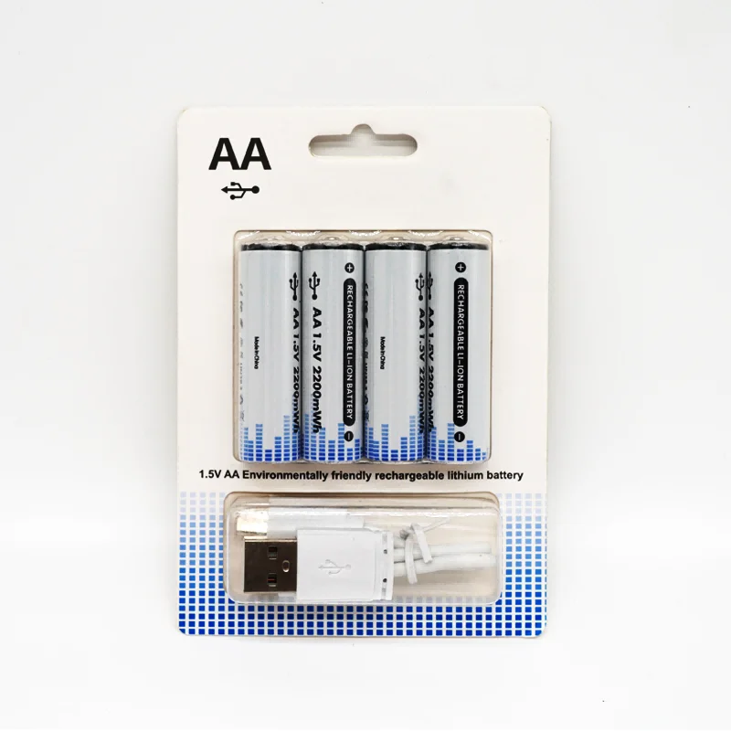Retailer Li-ion Battery Pack AA AAA USB Type-C Port Rechargeable Batteries 2600mWh 1.5V Lithium Battery aa aaa USB Li ion Cell