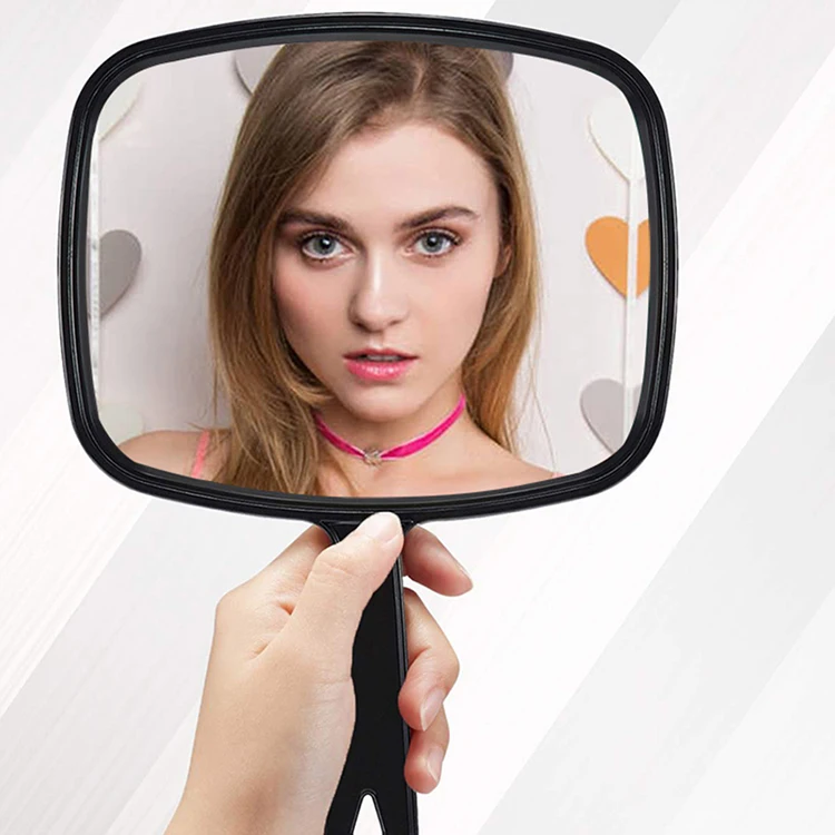 Wholesale Square Shape Mirror Hand Custom Logo Plastic 9.45 X 6.7 Inch Hand Held Mirror For Women Makeup Cosmetic Hand Mirror