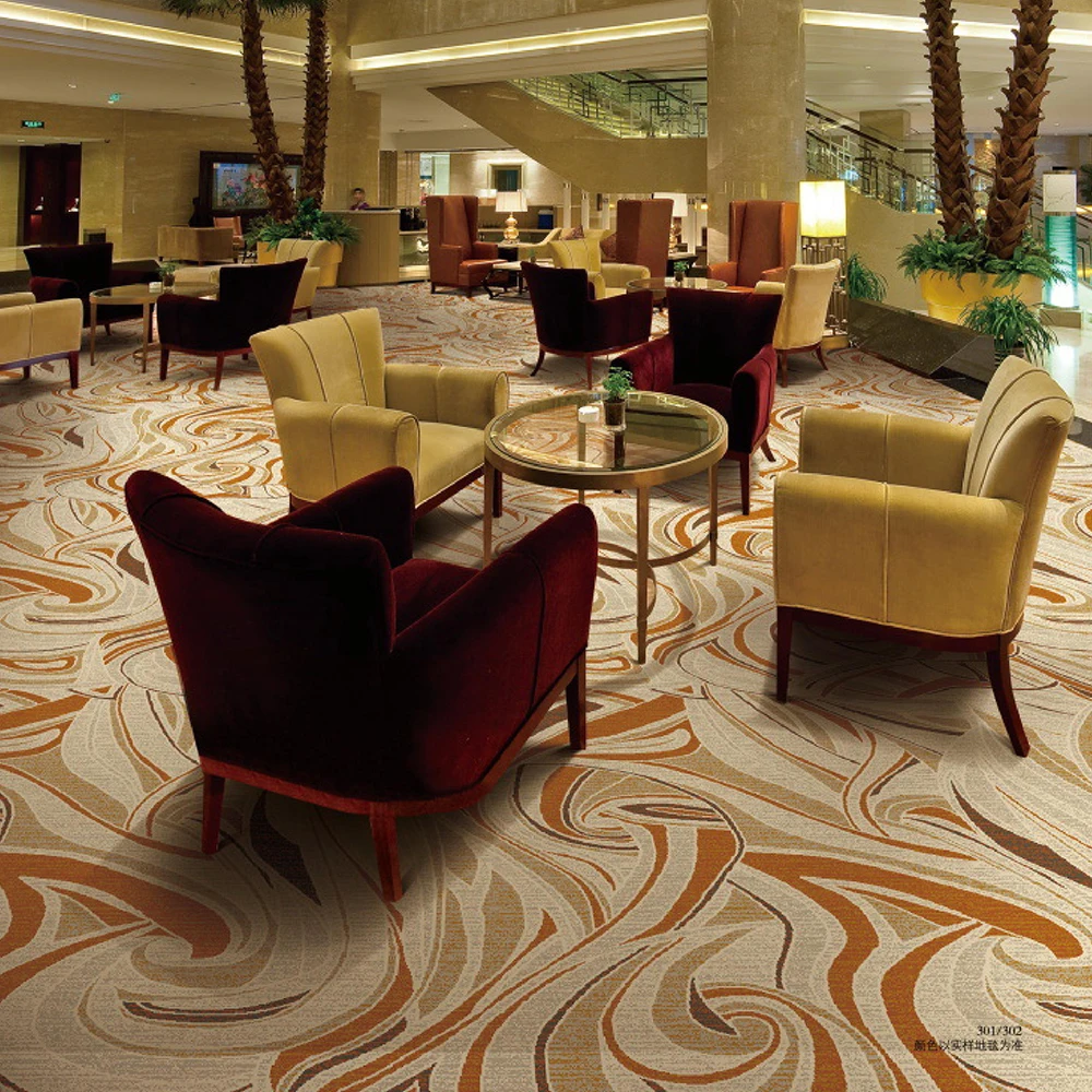 Factory Custom Design Nylon Printed Floral Pattern Carpet Roll Fireproof Banquet Room Wall to Wall Carpet 5 Star Hotel Carpet