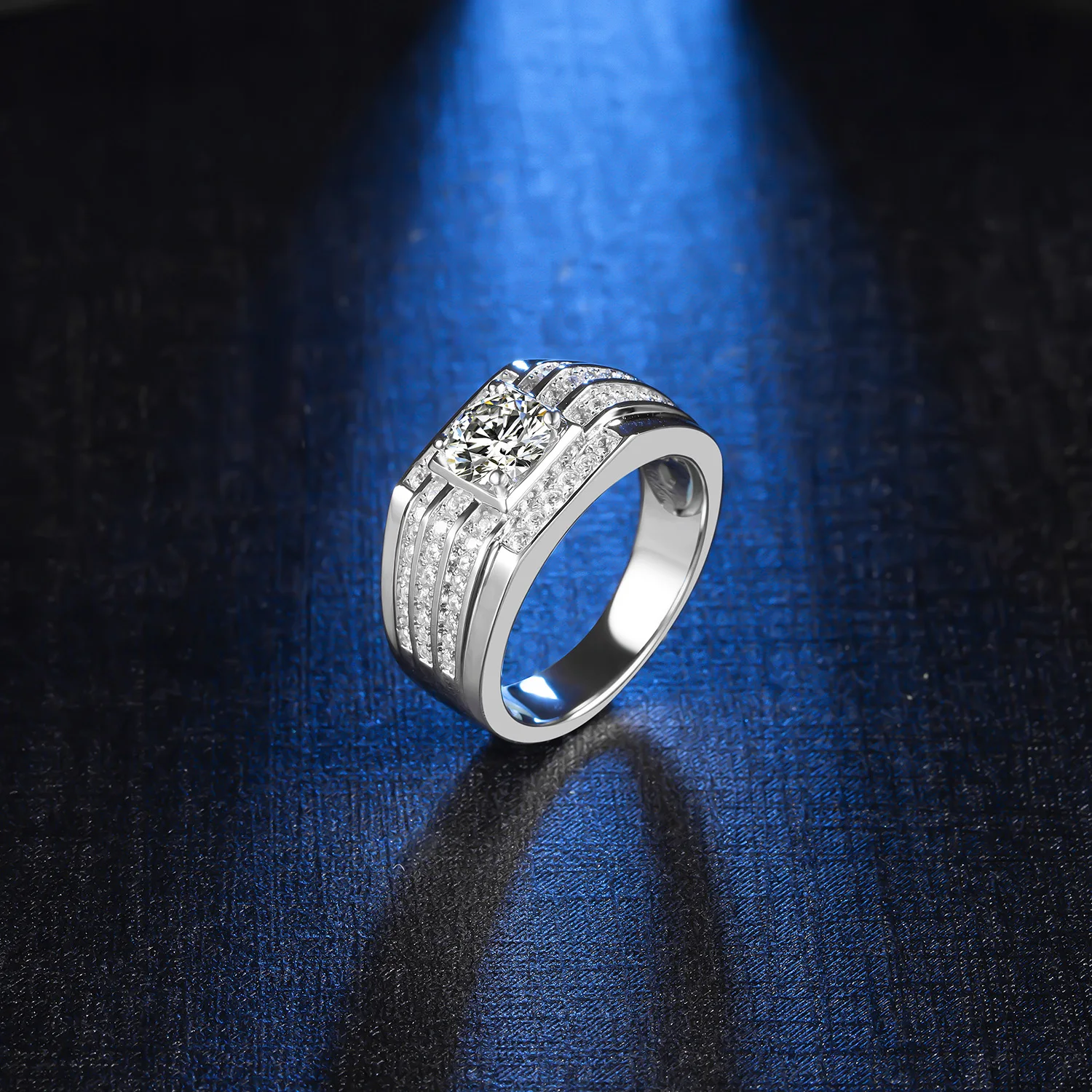 white gold plated moissanite ring for men real silver ring for mens finger 1 ct d color moissanite men jewelry