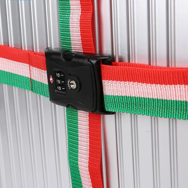 Colorful Webbing Rainbow Adjustable Suitcase Belt With TSA Lock Scale Luggage Cross Strap Belt