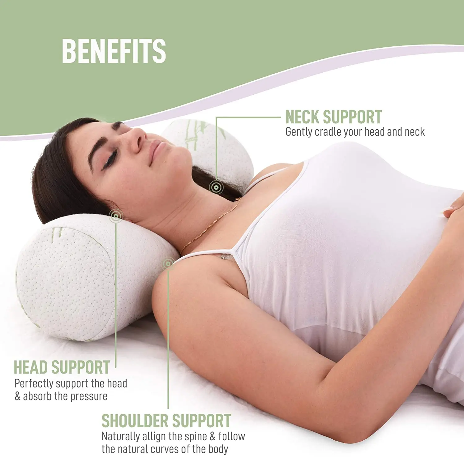 Memory Foam Petite Bolster Roll Round Pillow with Removable Cover memory foam neck roll pillow