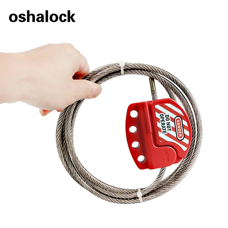 Universal Multipurpose Zenex Adjustable Safety Cable Lockout Device with insulated 6mm diameter vinyl-coated steel cable
