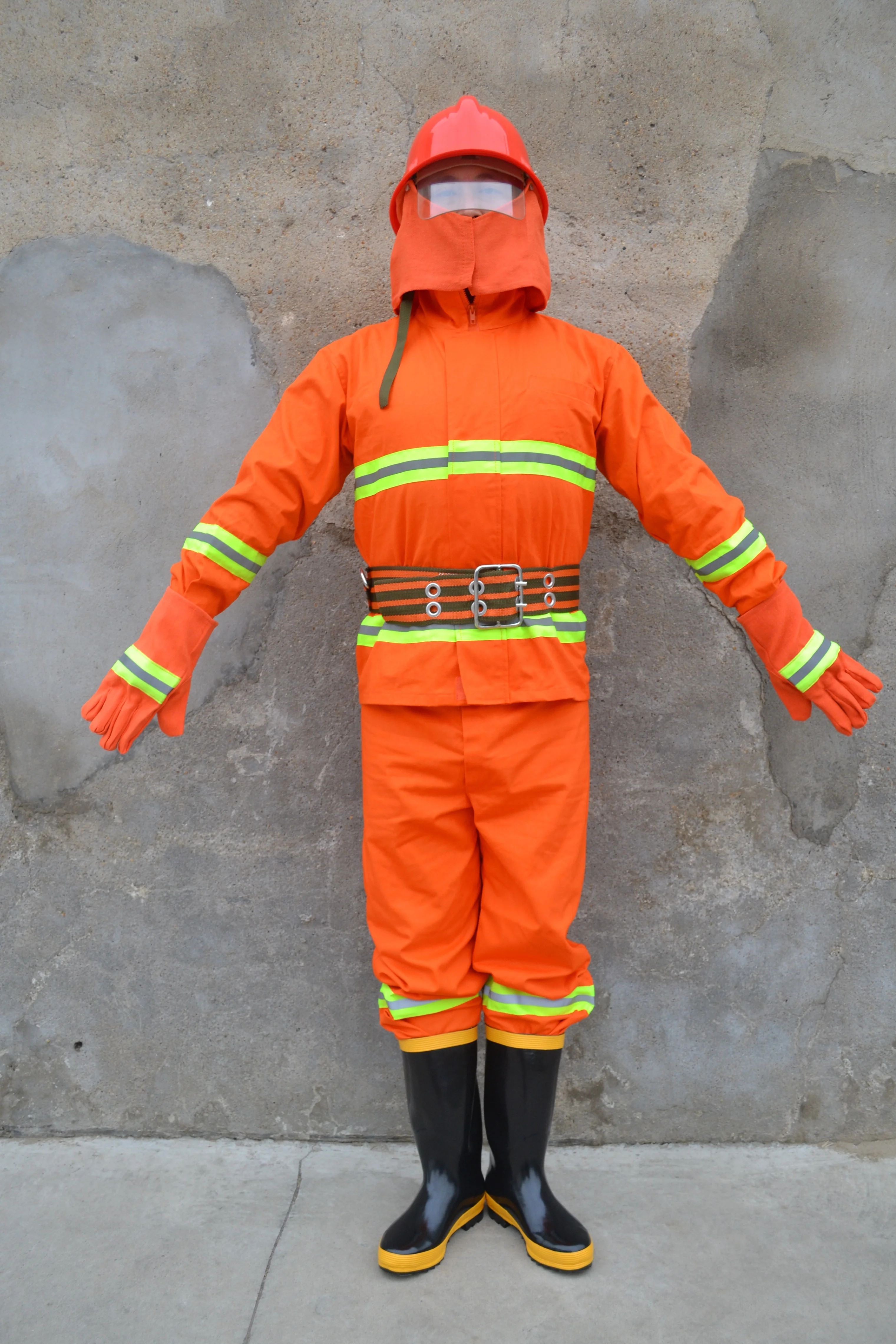 Newly Durable fire fighting suit/Fire Fighting Firefighters Clothing  Pants Waterproof Shoes Orange Helmet