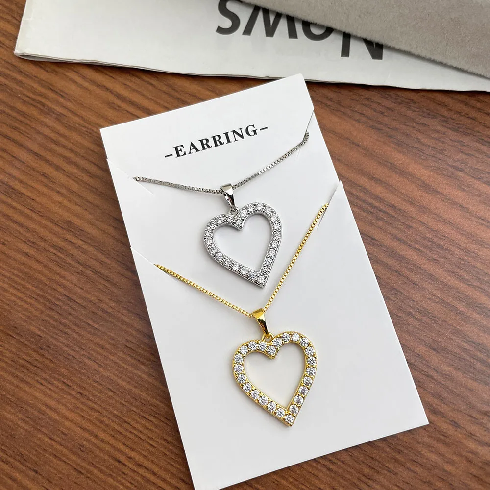 925 sterling silver jewelry star/heart set cute pendant necklace hot sale cubic zircon pendant silver necklace for women