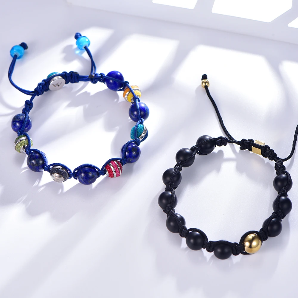 Manufacturing Supplies Made In China Ladies Plain String Natural Gemstone Black Onyx Bracelet
