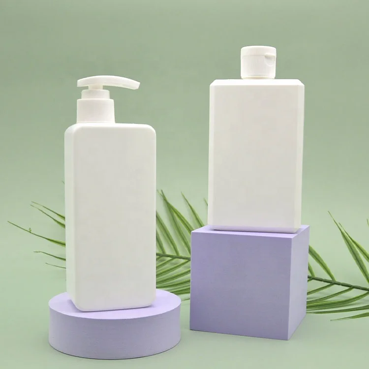 manufacturer wholesale  hdpe 300ml white square  body lotion shampoo  empty plastic bottles packaging