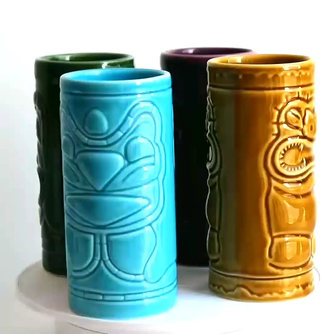 Bar Accessory Different Colors Ceramic Tiki Cocktail Custom Mugs