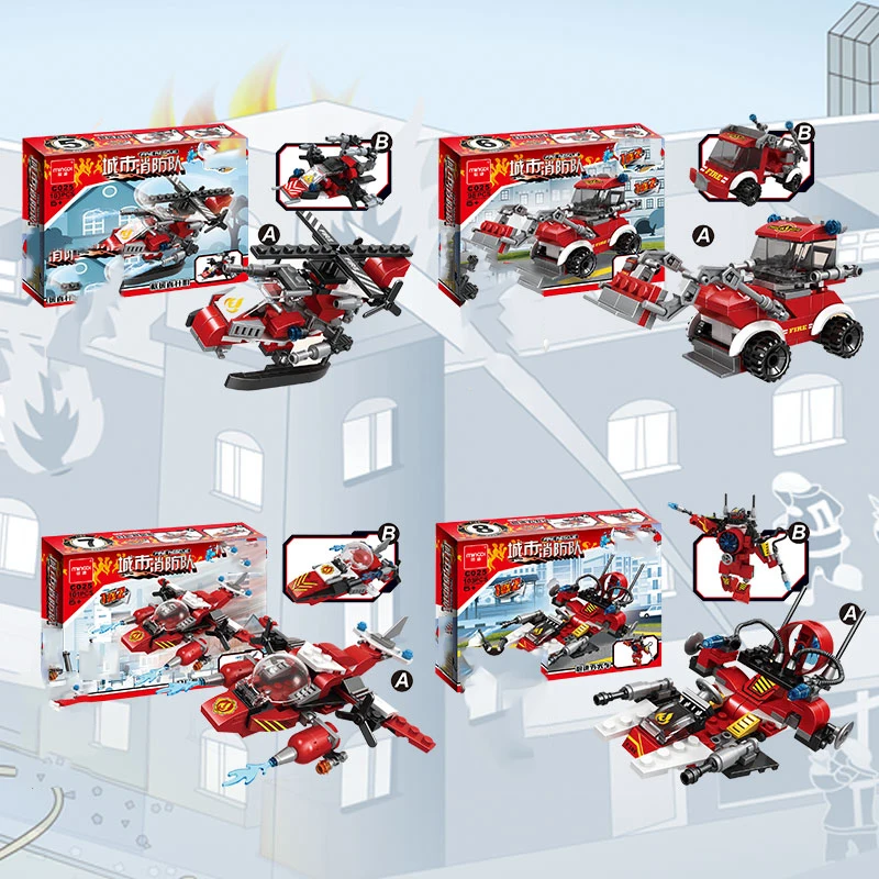 City Series Fire Truck 8 in 1 Building Blocks Toys with Small Figures DIY Assembly 805pcs Blocks Construction Toys for Kids