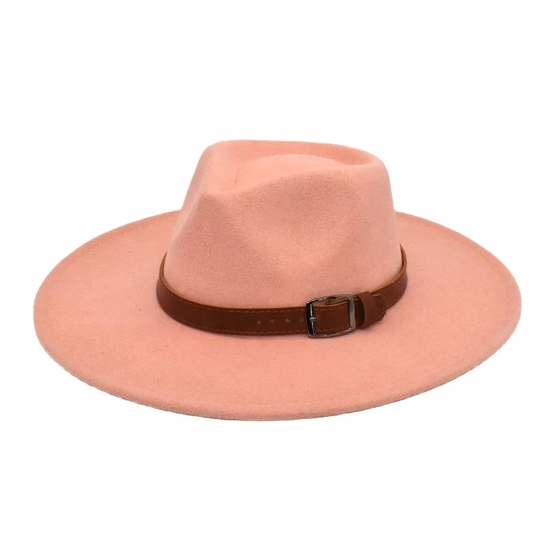 Womens Hats Classic Wide Brim Fedora Hat with Belt Buckle Felt Panama Hat Spring Autumn Winter Custom Logo Customized Daily Life