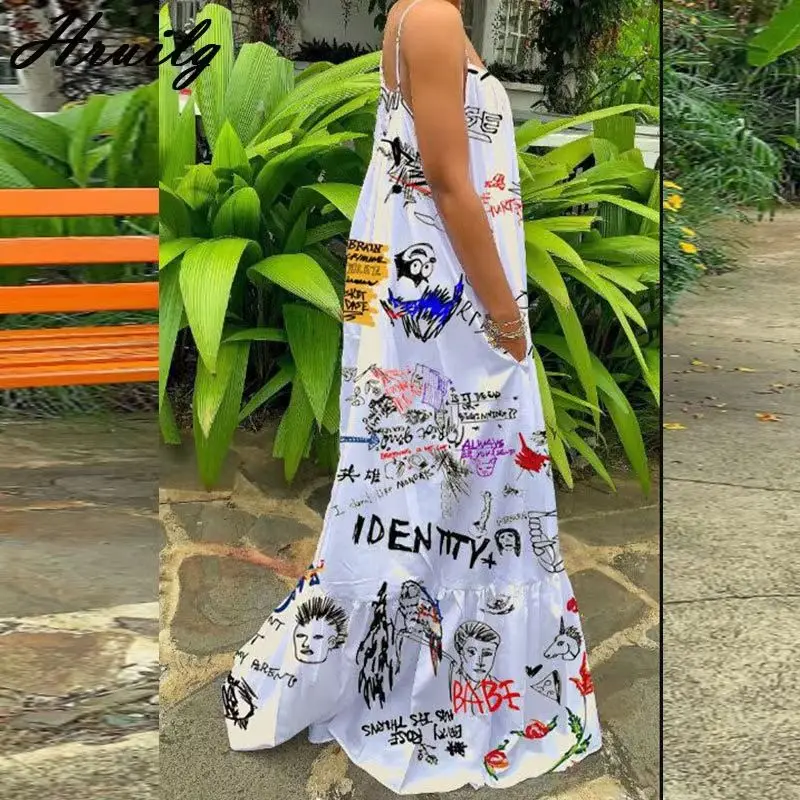 Plus Size Ladies Sweet Style  Vintage Dress For Women Sexy Summer Print Maxi Dress