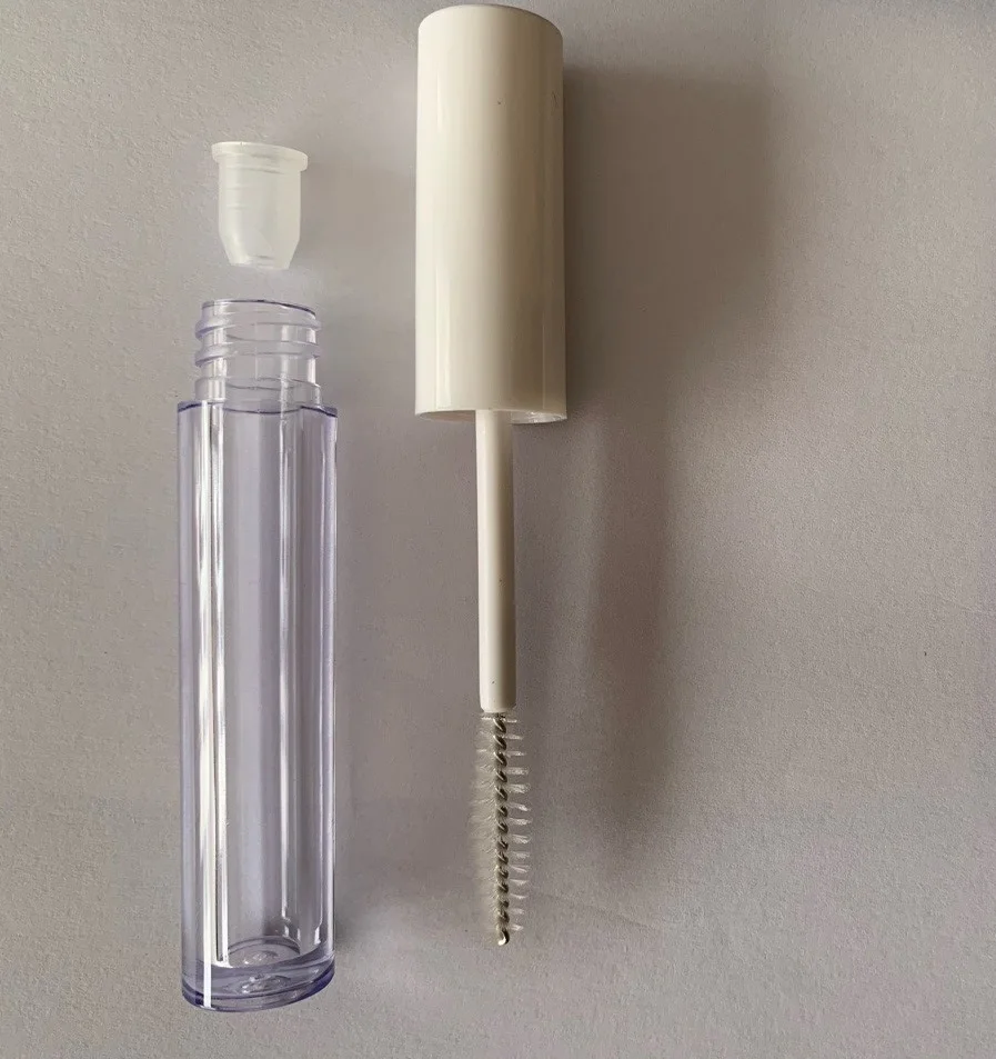 luxurious empty  mini 3ml plastic eyelashes 103mm clear tubes with  white lid mascara tube