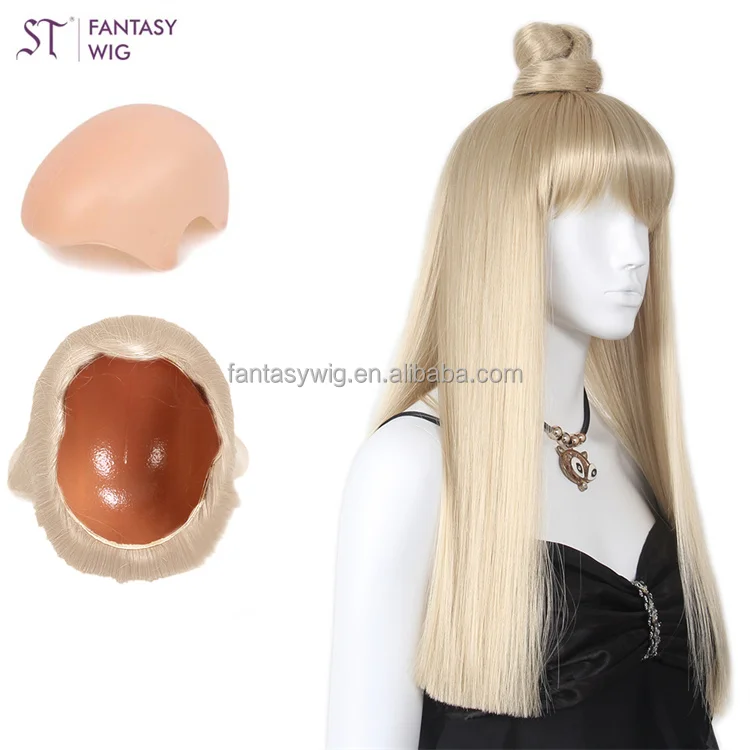 Female Dummy Mannequin Head Long Blonde Lovely Bun For Hats Wigs Display