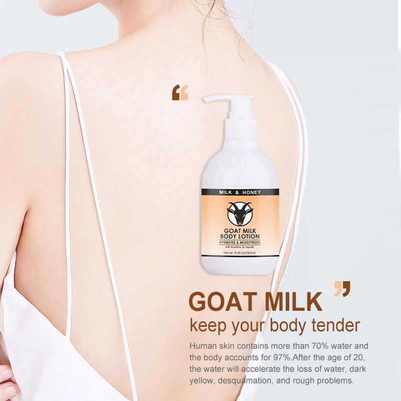 OEM Private Label Natural Organinc Goat Milk Body Lotion Skin Whitening Hydrating Moisturizing Goat Milk Lotion