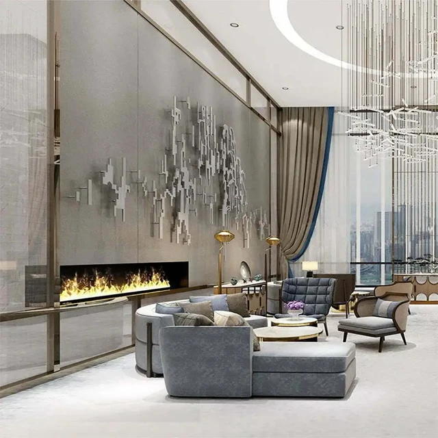 2024 New Product 3D Water Vapor Electric Fireplace Exhibition Hall Elegant Indoor Interior Decoration