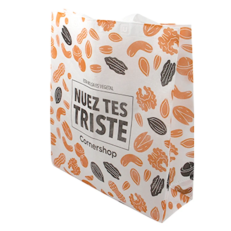 custom eco friendly reusable foldable recycled biodegradeable pla shopping non woven fabric  tote bag printed logo