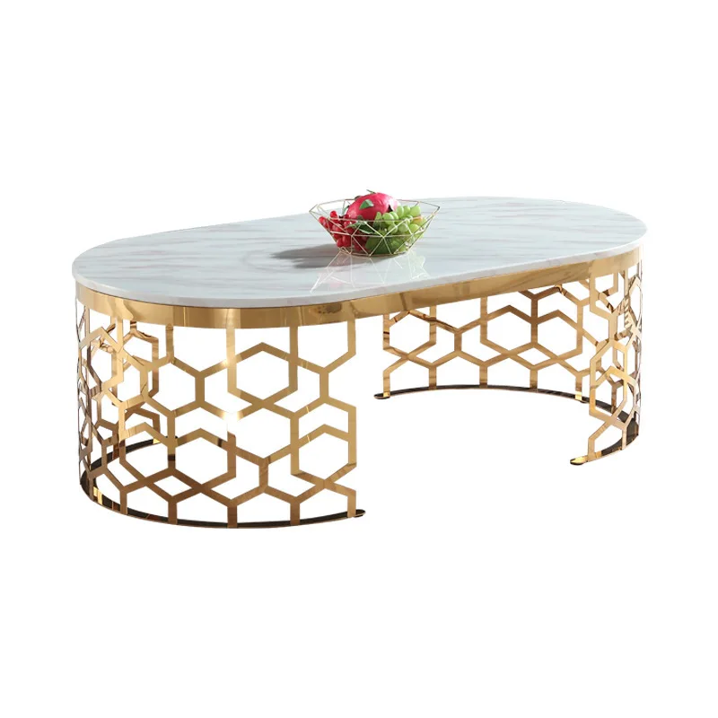 stainless steel modern smart luxury round marble coffee table
