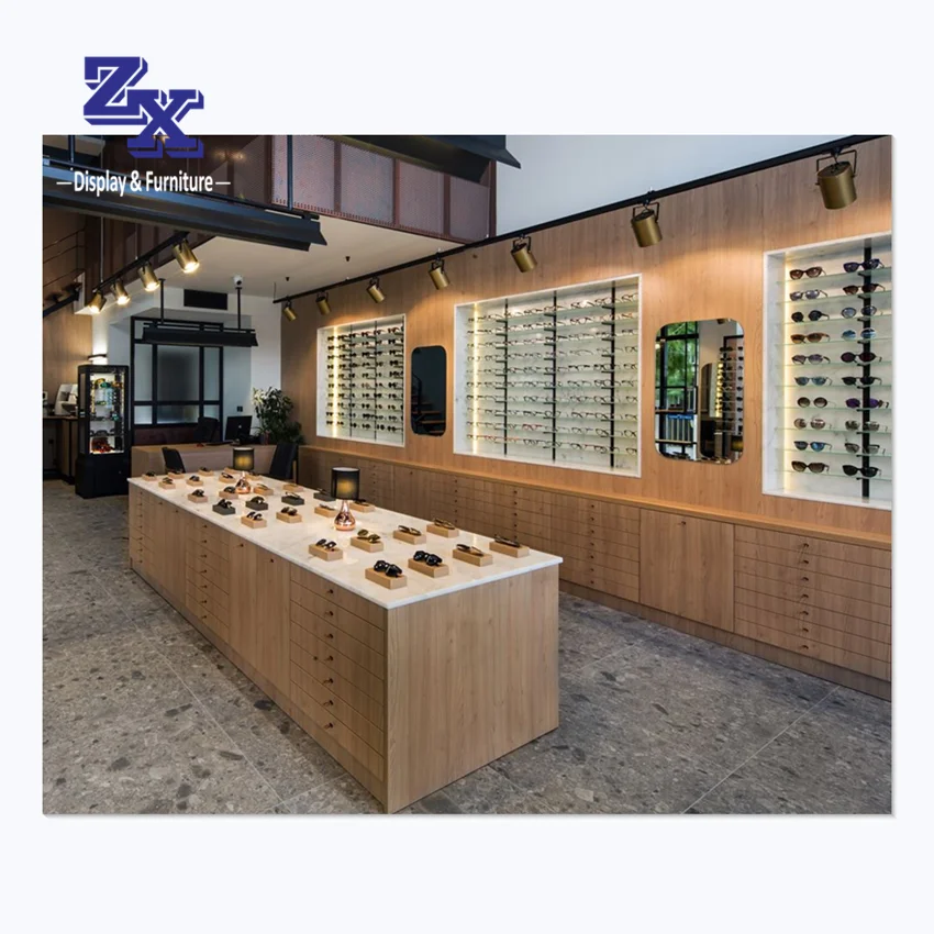 New optical display cabinet wall mount glasses display shelf optical shop interior design