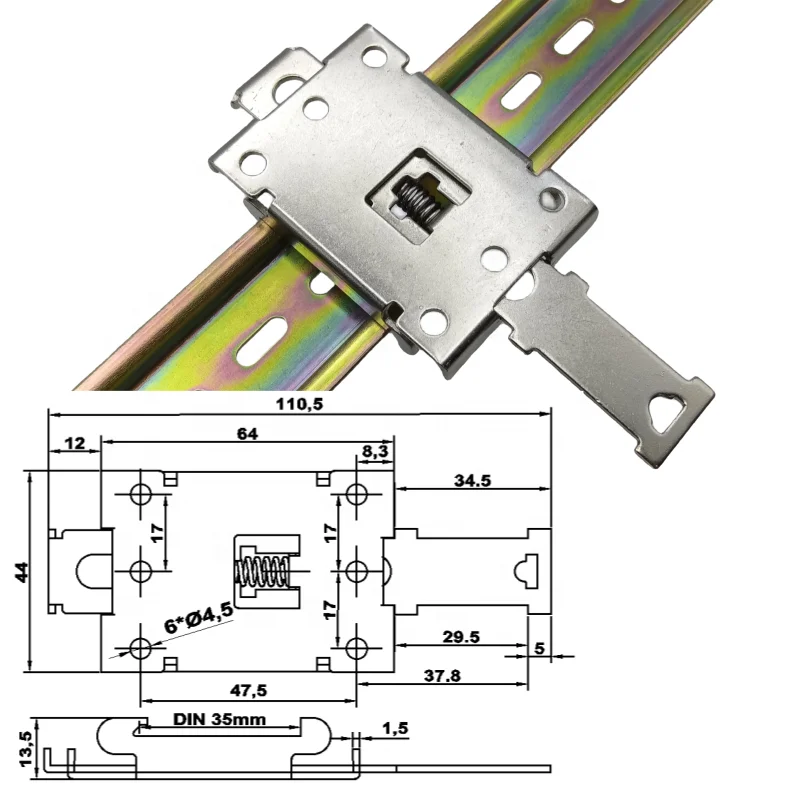 Tieda 4.5 through-hole117  switch card deduction wet guide rail buckle DIN buckle 35mm din rail clip