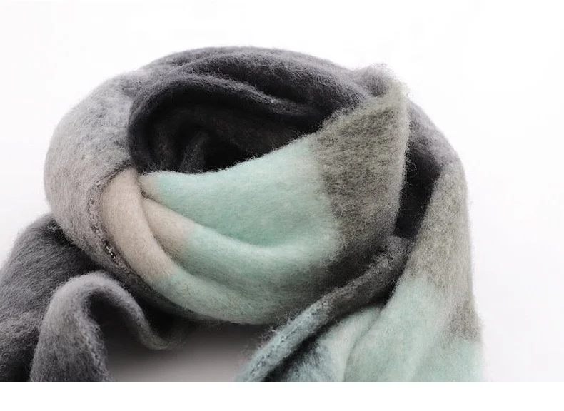 KENSHELLEY Hot Sale Thick Plaid Winter Scarf Adults Check Pattern Cashmere Scarf Urban Windproof Stylish Tassel Shawls Scarf