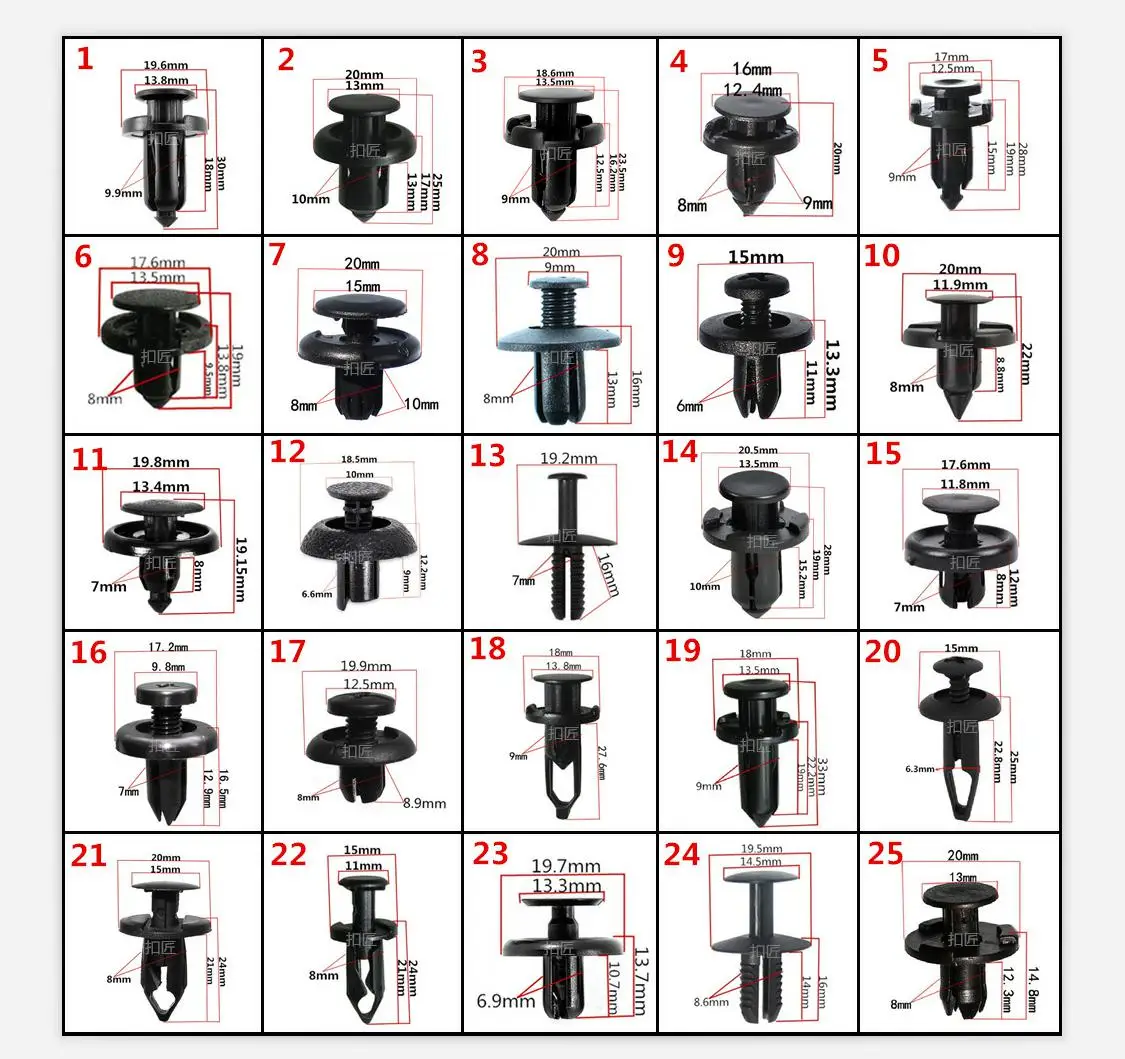 New universal car bumper wheel eyebrow fender plastic fasteners screws rivets for all cars