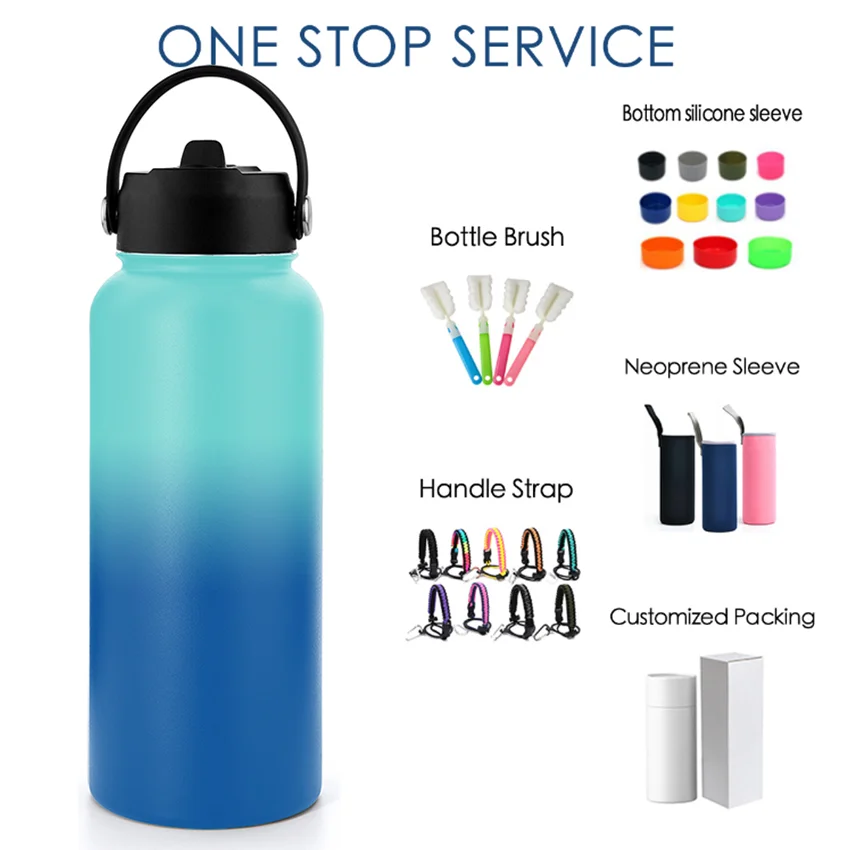Pro Grade BPA-free 32oz 1000ML Double Wall Vacuum Insulated Stainless Steel Water Bottle with Llid for Sports Travel
