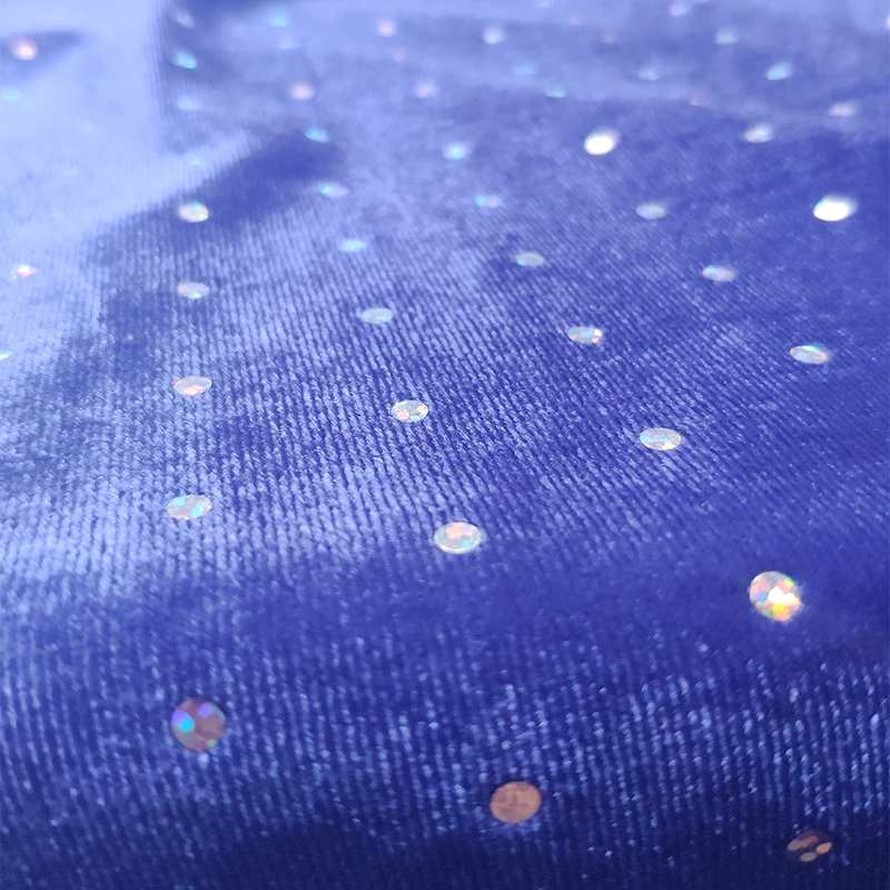 velvet fabric for garment clothing foil laser dot 92%Polyester 8%Spandex 4 way stretch textile custom elastic fashion