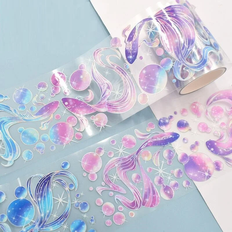 Decorative custom printed personalized diy buy special ink adhesive korean kawaii flower clear pet washi tape