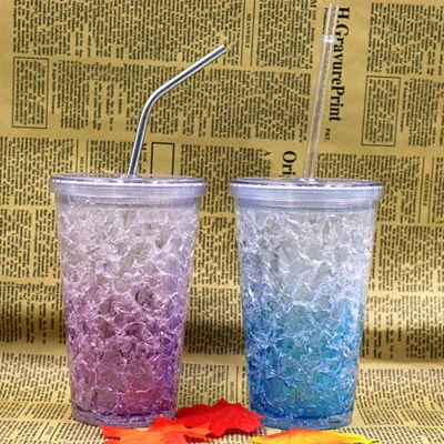 Новый 2020 Пользовательский логотип летние Двойные стенки пластиковые стаканчики для воды с соломинкой