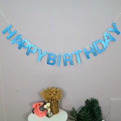 New Baby Party Decoration Cheap Paper Happy Birthday Gold Letter Banner Paper Bunting Happy Birthday Paper Banner