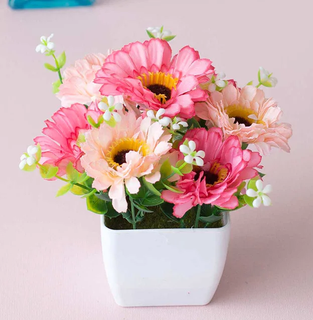 Artificial flower set floor standing living room mini ornament indoor decoration plastic floral arrangement