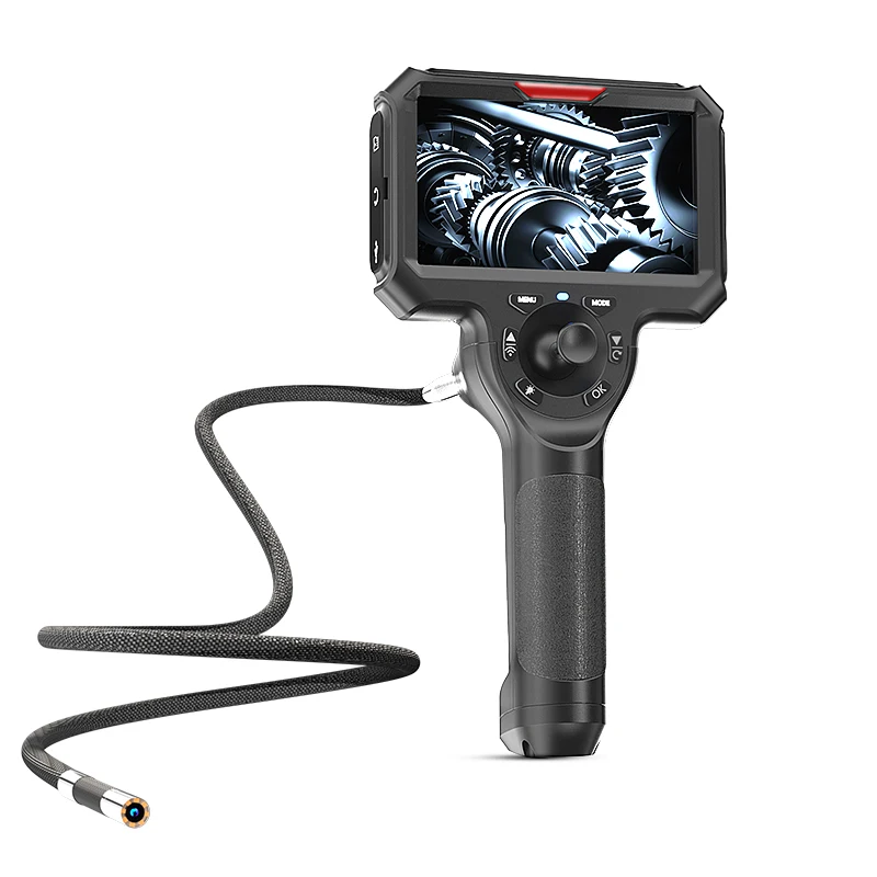 Industrial Articulating Borescope with 5 Inch IPS Screen, 4mm Probe Lens, 1Mt Testing Cable, Waterproof IP67